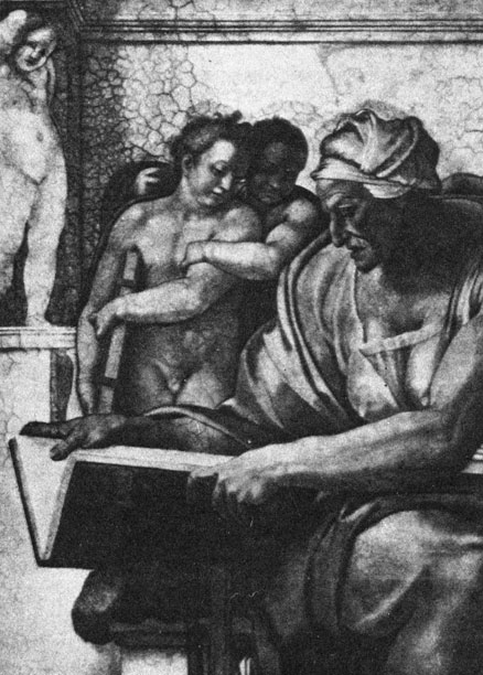 Микеланджело. 'Сивилла Кумская'. Фрагмент фрески в Сикстинской капелле