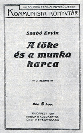 С. Эрвин. 'Капитал и борьба рабочих'. Будапешт, 1919. Обложка