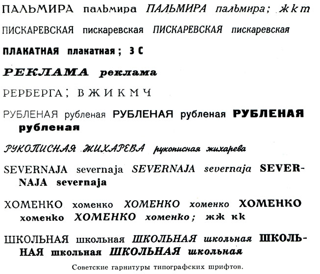 Советские гарнитуры типографских шрифтов