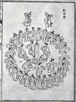 Танец 'Прогулка на судне'. Ксилограф. 1878