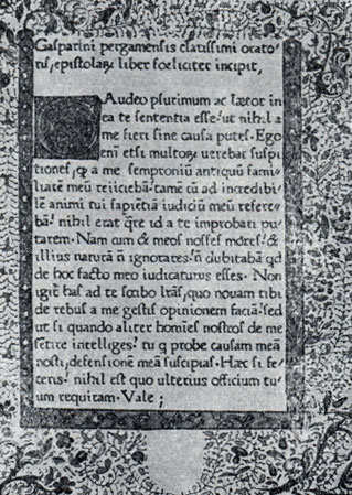Г. де Бергам. Собрание писем. Париж, 1470. Начальная страница