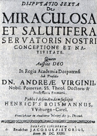 'Шестой диспут...'. Тарту, 1631. Титульный лист